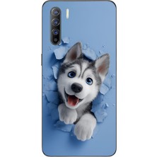 Le Balvo Oppo Reno 3 Uyumlu Sibirya Kurdu Baskılı Silikon Kılıf