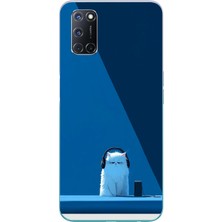 Le Balvo Oppo A52 Uyumlu Kulaklı Kedi Baskılı Silikon Kılıf