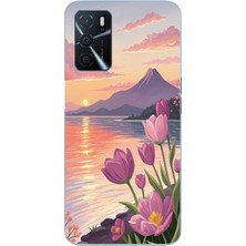 Le Balvo Oppo A16 Uyumlu Çiçek Yağlı Boya Baskılı Silikon Kılıf