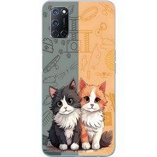 Le Balvo Oppo A52 Uyumlu Sarı ve Siyah Kedi Baskılı Silikon Kılıf