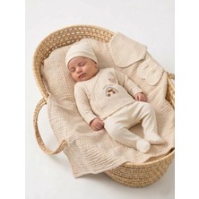 Zeynuko Erkek Bebek Arabalı Ayıcıklı %100 Pamuk 0-3 Ay 5'li Yenidoğan Hastane Çıkışı Zıbın Seti