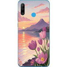 Le Balvo Huawei P30 Lite Uyumlu Çiçek Yağlı Boya Baskılı Silikon Kılıf