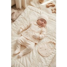 Zeynuko Kız Bebek %100 Pamuk Çiçek Nakışlı 5'li Yenidoğan Hastane Çıkışı Zıbın Seti Kutulu