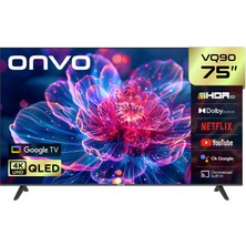 Onvo 75VQ90F3UA 75'' 190 Ekran Uydu Alıcılı 4K Ultra HD Google Smart QLED TV