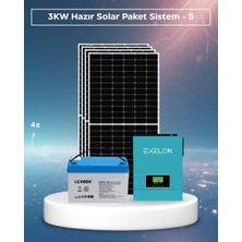 Sb Solar 3kw Hazır Solar Paket - 5 | 4×600W Bifacial Panel + 4×100AH Jel Akü | Mppt Akıllı Inverter Off-Grid Sistem