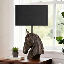 Bahar Aydınlatma Horse Eskitme Siyah Gövde Siyah Başlık Dekroatif Abajur