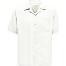 Only & Sons ShopINN Onslaurence Lınen Resort Collar Ss Noos Erkek Beyaz Gömlek - 22036242