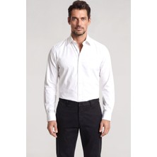 Paul & Shark Erkek Slim Fit Logo Işleme Detaylı Pamuklu Uzun Kollu Beyaz Gömlek 26413800-010