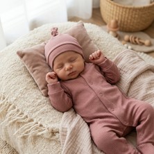 Bebek Tulum Modal Kumaş 2 Parça Şapkalı Set – Uzun Kollu