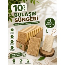 Duff Clean 10’lu Bulaşık Süngeri Seti + Doğal Kabak Lif (Bulaşık Için) | Doğal Lif Yüzeyli, Dayanıklı, Mutfak Temizlik Seti