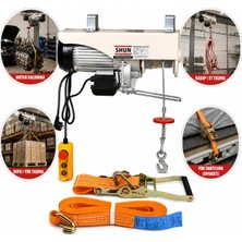 Shun Elektrikli Mini Vinç Caraskal 600/1200 kg Kumandalı + 2 Ton 10 M Spanzet Seti
