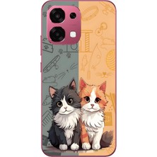 Le Balvo Oppo A6 Pro Uyumlu Sarı ve Siyah Kedi Baskılı Silikon Kılıf