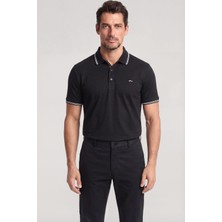 Paul & Shark Erkek Düğme Kapama Kısa Kol %100 Pamuk Siyah Polo Yaka T-Shirt 26411256SMA-011