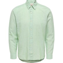 Only & Sons Onscaıden Lıfe Ls Solıd Lınen Blend Noos Erkek Yeşil Gömlek - 22012321