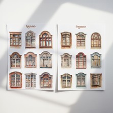 Henno Vintage Rustik Pencere Temalı Sticker Seti (A6 10,5X14,8 Cm) | Ajanda, Defter, Planlayıcı Çıkartma