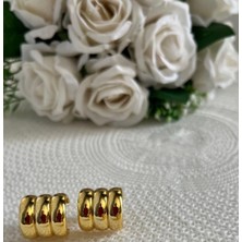 Stainless Stell Stainles Steel Gold Kalın 3’lü Halka Küpe – Minimal & Modern Tasarım