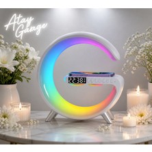 Atay Garage Rgb LED Işıklı Kablosuz Şarjlı Akıllı Masa Saati – Gece Lambası & Alarm Özellikli Dijital Saat