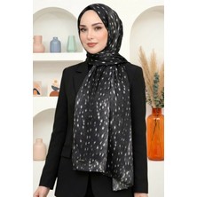 Hadiora Kadın Siyah Ceylan Desenli Organik Pamuk Soft Şal