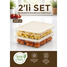 Nesto Home 2'li Set 2400 ml Buzdolabı Düzenleyici Buzluk ve Mikrodalga Saklama Kabı