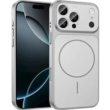iPhone 16 Pro Max Kılıf Gümüş Gri – Mat Ag Glass Anti-Glare Buzlu Cam, Magsafe Uyumlu, Darbe Emici Şeffaf Kenar