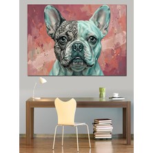 Tablomega Modern Desenli Fransız Bulldog Köpeği Dekoratif Kanvas - Mdf Ahşap Tablo