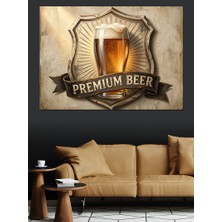 Tablomega Premium Beer Yazılı Bira Tabelası Dekoratif Kanvas - Mdf Ahşap Tablo