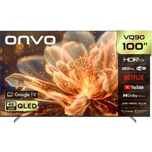 Onvo 100VQ90F3UB 100’’ 254 Ekran Uydu Alıcılı 4K Ultra HD QLED Google TV