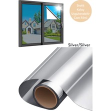 Technosmart 90X100 cm Aynalı Cam Filmi Silver Silver Statik Uv Güneş Koruyucu Cam Kaplama