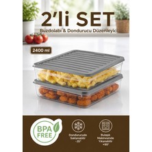 Nesto Home 2 Adet 2400 ml Buzdolabı Düzenleyici Buzluk ve Mikrodalga Saklama Kabı