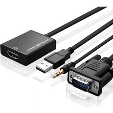 Alfais VGA To HDMI Dönüştürücü Adaptör Kablo Ucu 720P/1080P Uyumlu Güç Kablosu ile
