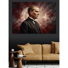 Tablomega Atatürk ve Ay Yıldızlı Portre Dekoratif Kanvas - Mdf Ahşap Tablo