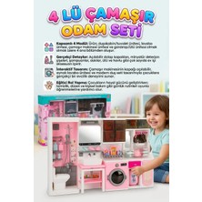 Farbu Oyuncak Dev Boy 4 Modüllü Oyuncak Banyo Seti (50X32 Cm) - Çamaşır Makinesi, Duş ve Gardırop Bir Arada