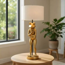 Bahar Aydınlatma Frog Eskitme Gold Gövde Gri Başlık Dekoratif Abajur