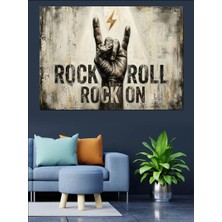 Tablomega Rock'n Roll El Işareti Grafik Dekoratif Kanvas - Mdf Ahşap Tablo
