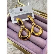 Çelik Gold Rengi Sallantılı Küpe