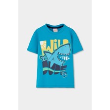 Boboli Köpek Balığı Desenli Tshirt 2 Yaş-6 Yaş Mavi
