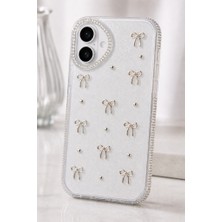 3gen Case iPhone 17 Uyumlu Premium Glitter Simli Taş Detaylı Fiyonk Tasarım Şeffaf Silikon Kılıf