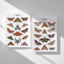Henno Vintage Kelebek Temalı 2'li Sticker Seti (A6 10,5X14,8 Cm) | Ajanda, Defter, Planlayıcı Çıkartma