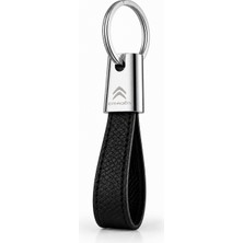 SAVEK Lüks Citroen Anahtarlık Metal Deri – Premium Şık Tasarım 11 x 2 cm Çift Tarafı Logolu Araba Aksesuar