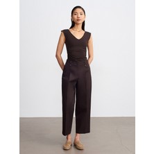 Dilvin 72697 % 100 Pamuk Düz Kesim Chino Pantolon-Kahve