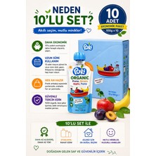 Organic Mürdüm Erikli Muzlu Elma Püresi 10’lu Paket 100G X10 %100 Organik Ilave Şekersiz