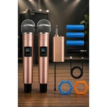 Blackbird Game Center Jrl Wn-11 Profesyonel Çiftli Kablosuz El Mikrofonu Seti - Uhf Bandı Şarj Edilebilir Alıcılı - Rose Gold