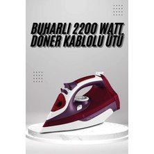 Epilons Kırmızı Seramik Tabanlı Buharlı Ütü 2200 Watt Dikey Ütüleme Özelliği ile Ergonomik Kullanım