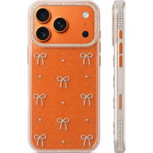 3gen Case iPhone 17 Pro Uyumlu Premium Glitter Simli Taş Detaylı Fiyonk Tasarım Şeffaf Silikon Kılıf