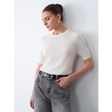 Dilvin 10872 Lyocell Karışımlı Minimal Bluz-Ekru