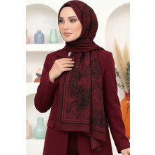 Hadiora Kadın Bordo Şal Desenli Bambu Crush Şal