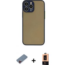 Pileli Store Pilelistore™ iPhone 13 Pro Max Kılıf Ahenk Çizgi Serisi - Şeffaf Maxco Cam Ekran Koruyucu + Metal Kamera Lens Koruma Cam - Kı