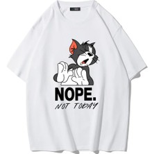 Brz Collection Unisex Oversize Nope Not Today T-Shirt (Beyaz)