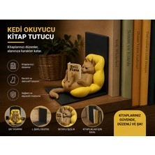 BENARMA Kedi Figürlü Kitap Tutucu – Dekoratif Kitap Desteği | Dayanıklı Pla Malzeme Şık Raf Düzenleyici