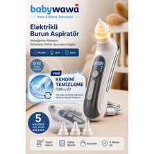 Babywawa H-031 Şarjlı Kendini Temizleyen 5 Kademe Burun Aspiratörü 0-12 Yaş Işıklı Müzikli Nazal Aspiratör